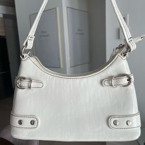 Y2K White Shoulder Bag with Silver Hardware